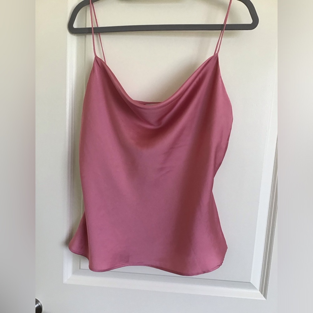 Zara Rose Satin Draped-neck Camisole